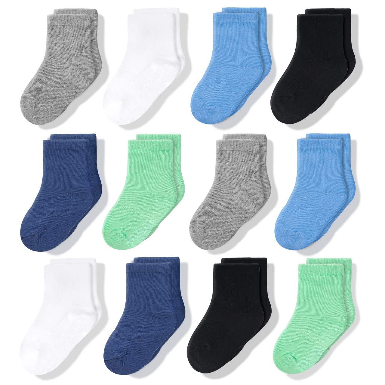 CozyWay Crew Cotton Toddler Socks - 12 Pack Stretch Toddler Boy Socks For All Day Comfort, Socks For Toddler Boys, Boys Multicolor, 1T-3T